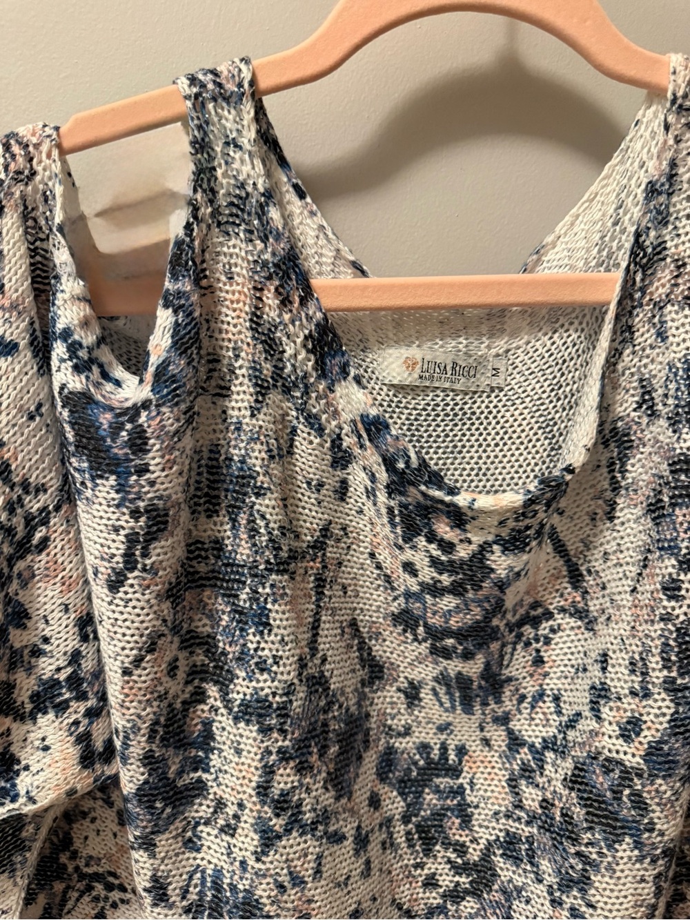 Made in Italy White Summer Weight Cold Shoulder High Quality Knit Top - Picture 2 of 15